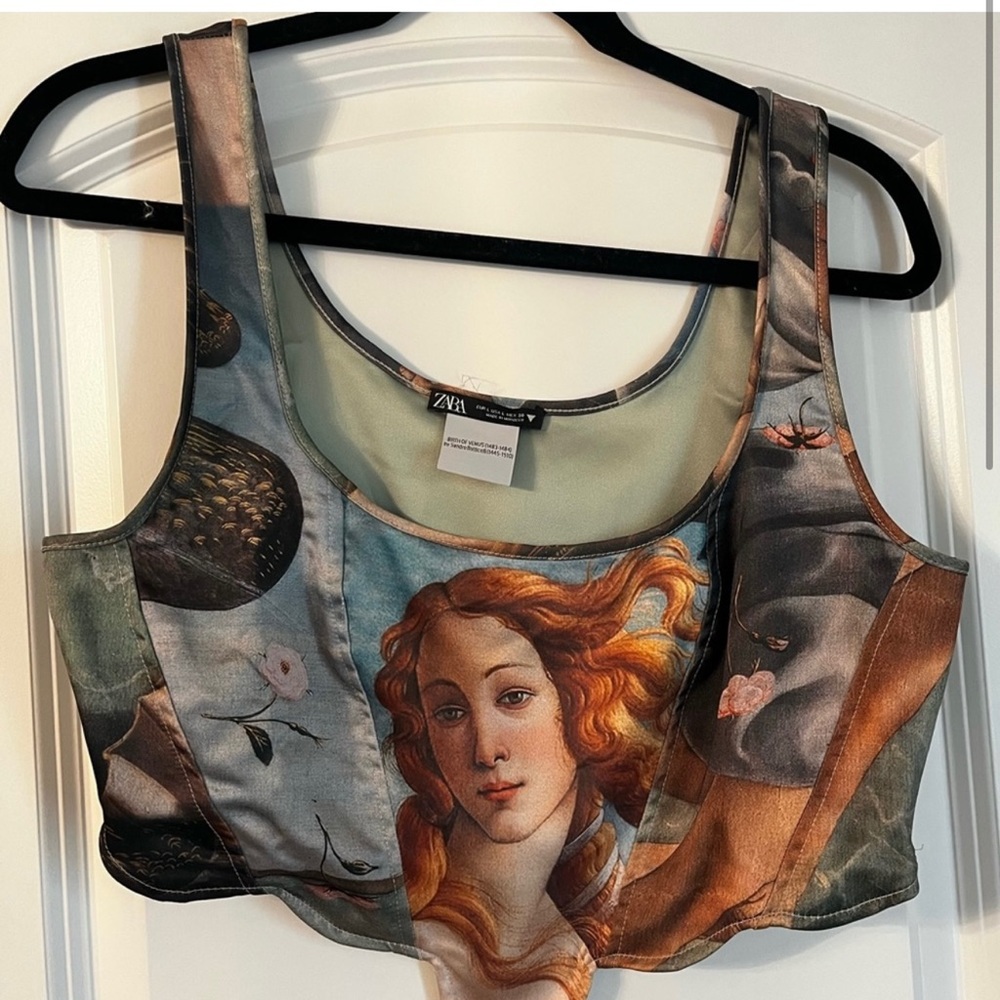 Rare Zara Birth of Venus Cropped Corset Top